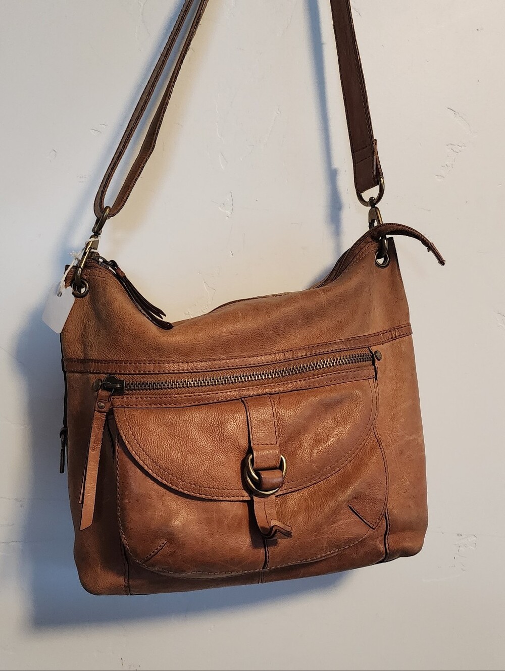 Fossil Tan Leather Shoulder Crossbody Bag